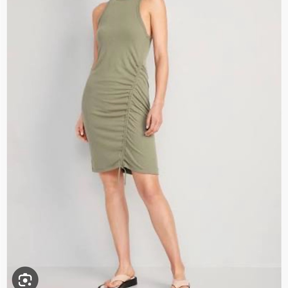 🆕 NWT Ultralite Racerback RibKnit Ruched Knee Length Dress - Picture 2 of 4